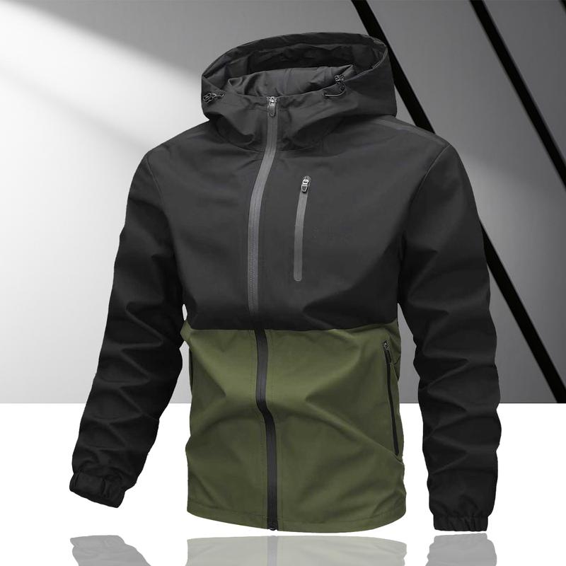 Men's casual waterproof jacket with adjustable hat