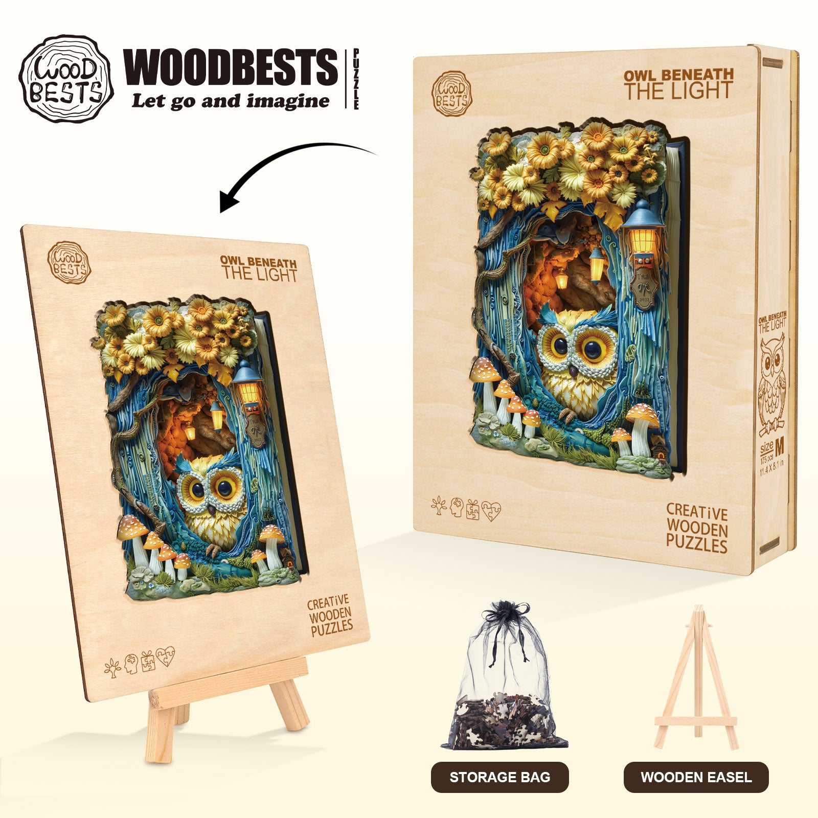 Owl Beneath The Light Wooden Jigsaw Puzzle
