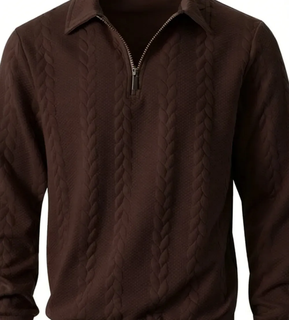 🔥Last Day Promotion!🔥Clearance Sale - Up to 90% Off-Men's Fall Winter Outfits Knitted Polo Neck Long Sleeve Sweatshirt for Daliy Wear