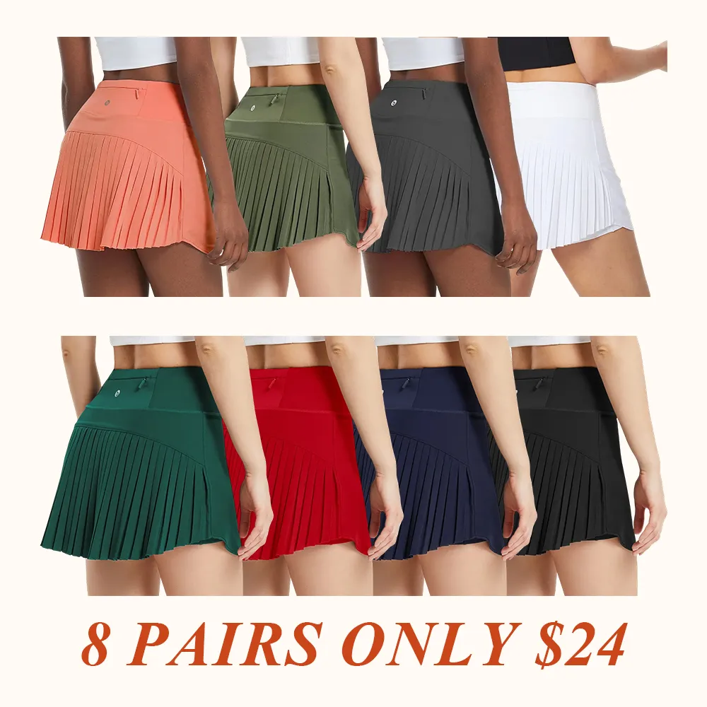 Women's Pleated Tennis Skirts Flowy High Waisted Lightweight Athletic Golf Outfits Skorts Skirts with Shorts