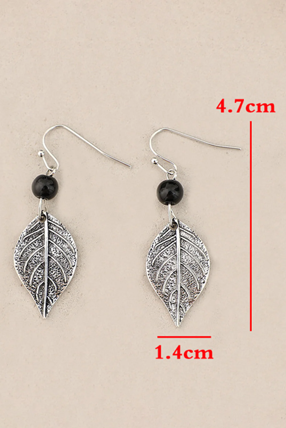 Silvery Vintage Leaf Shape Bead Dangle Earrings