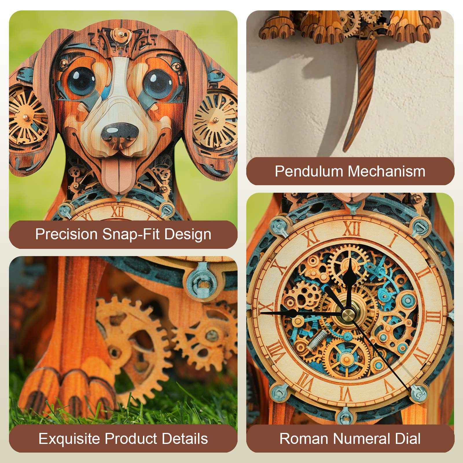 Dachshund – DIY Wooden Clock, 3D Puzzle Craft Kit