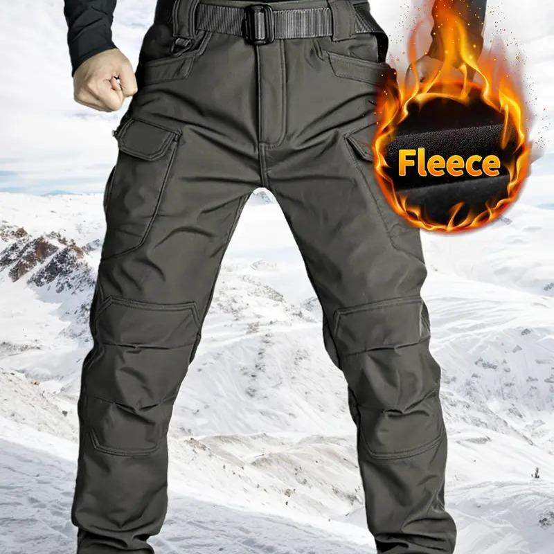 Men’s Fleece-Lined Tactical Pants – Windproof Outdoor Winter Wear