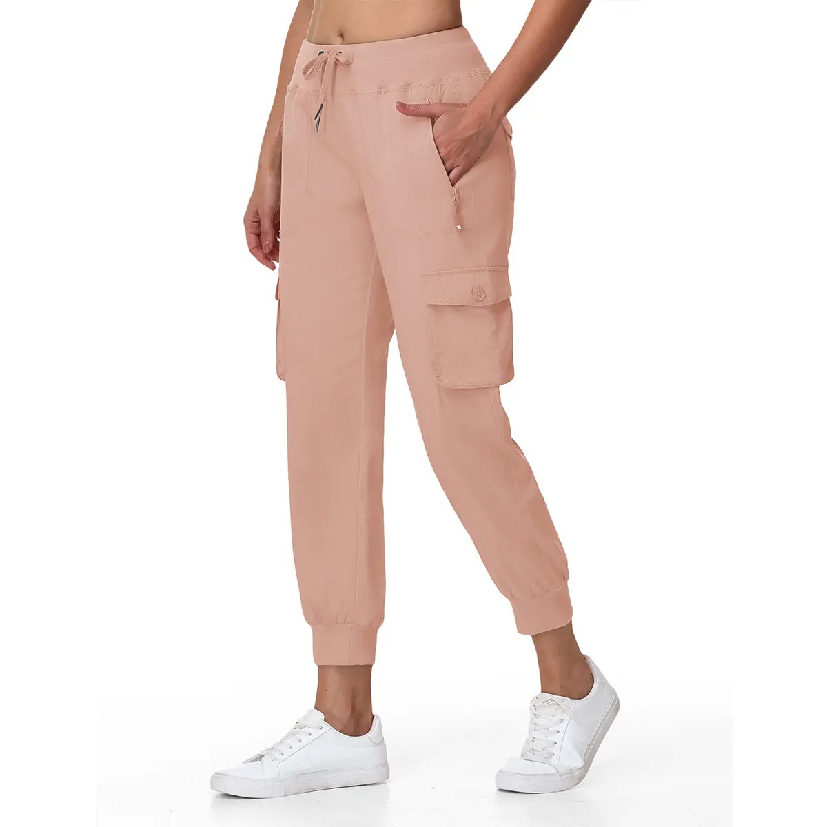Women's Casual Lightweight Quick Dry Cargo Pants Elastic Waist Hiking Travel Joggers With Pockets