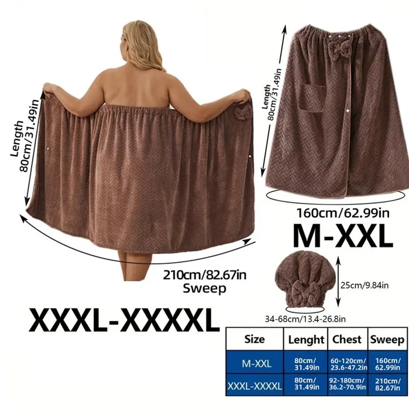 Plus Size Bath Skirt & Shower Cap Set, 2 Counts/set Adjustable Bath Skirt & Shower Cap, Thickened Bath Skirt, Ideal for Home Use, Travel, Sauna, and Spa, Matching Womenswear #GLOBAL PICKS