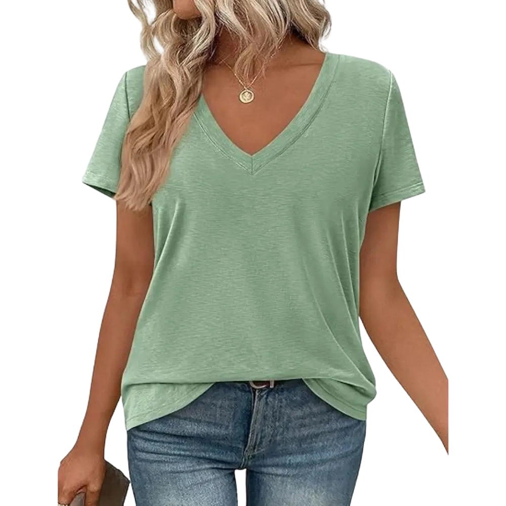 Oversized Tshirts Shirts for Women Summer Tops Casual Short Sleeve V Neck Loose Basic Tees Spring Clothes