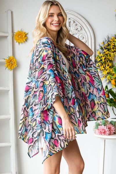 Full Size Multi Color Snake Open Cardigan