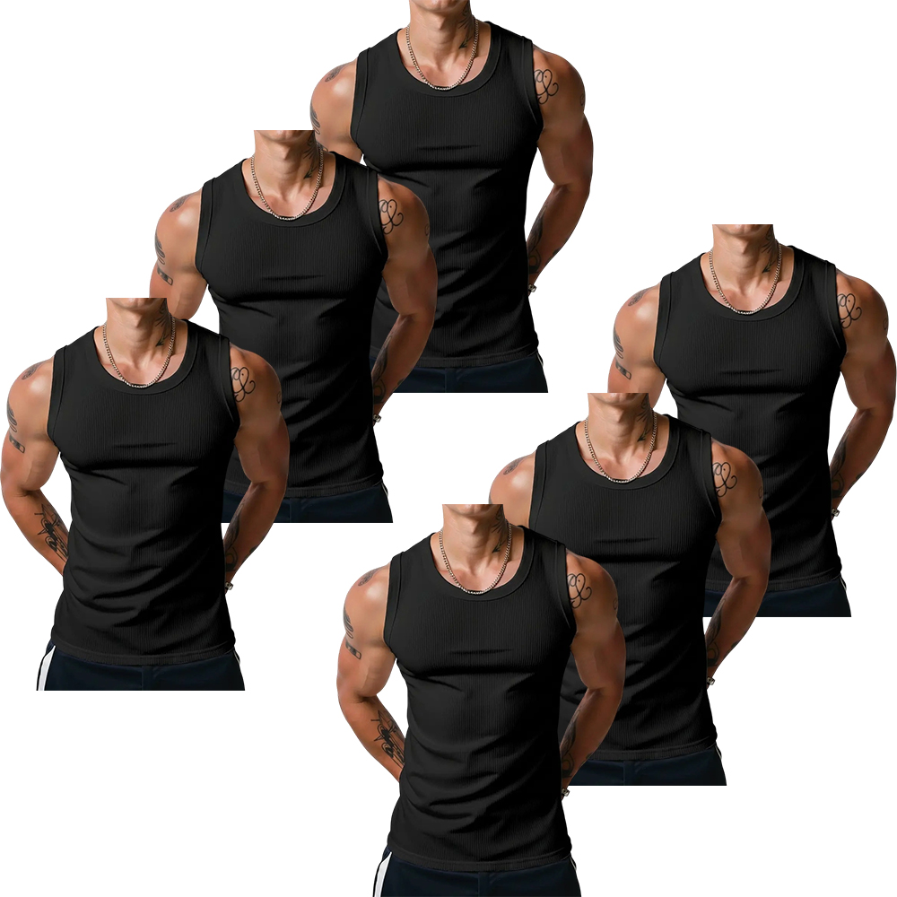 Men’s Wide Strap Ribbed Tank Top, High Stretch Breathable Muscle Tank, Heavyweight Drapey Fit Gym & Casual Sleeveless Shirt