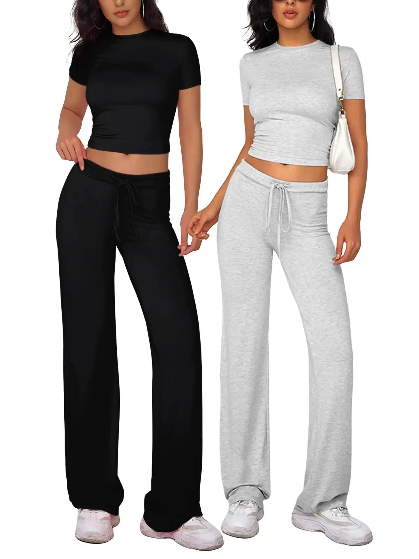 👕👕Women's Casual Crop Tee & Lounge Pants Set