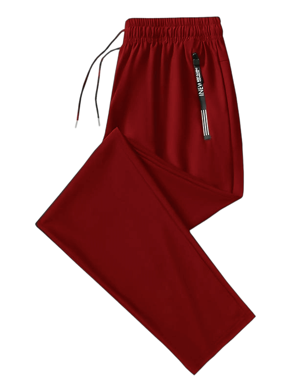 Men's Simple & Stylish Casual Pants - Drawstring Waistband, Zippered Pockets