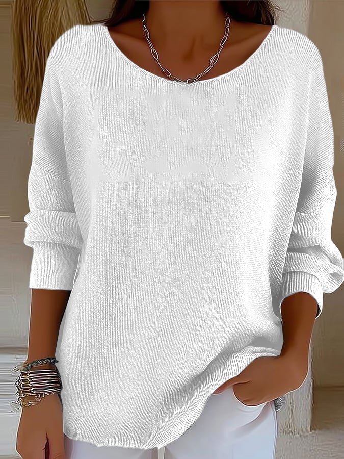 Women's casual autumn and winter long-sleeved ribbed shirt