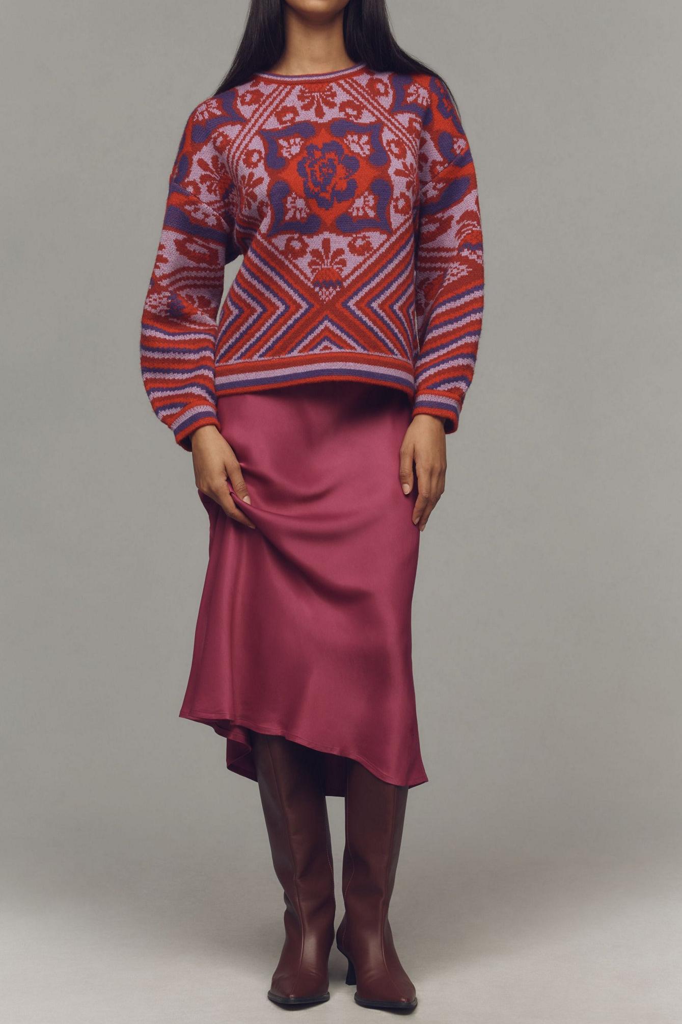 Pink Satin Midi Skirt