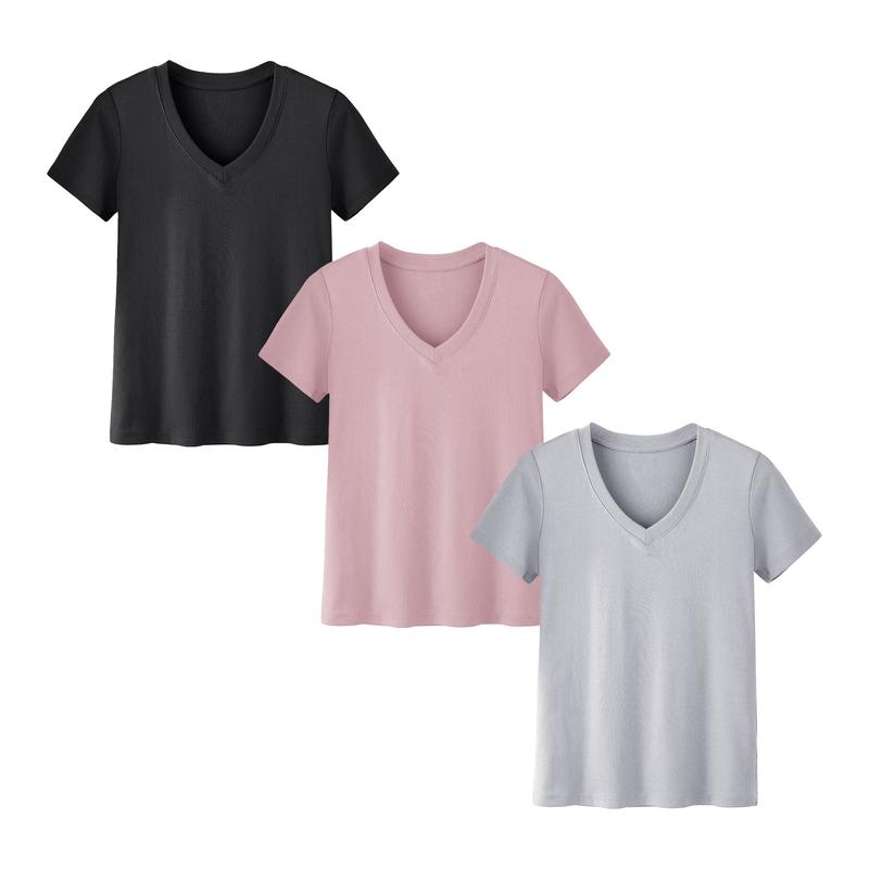Plus Size Women’s V-Neck T-Shirts – Lightweight Breathable Casual Tops for Summer