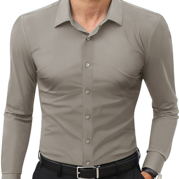 Men’s Stretch Slim-Fit Long Sleeve Dress Shirt