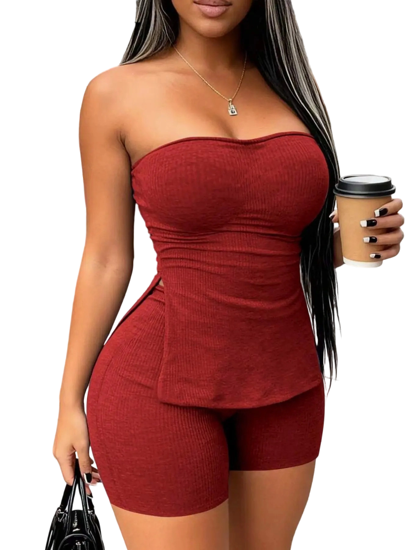 Women's Slim Fit Halter Top & Shorts Set