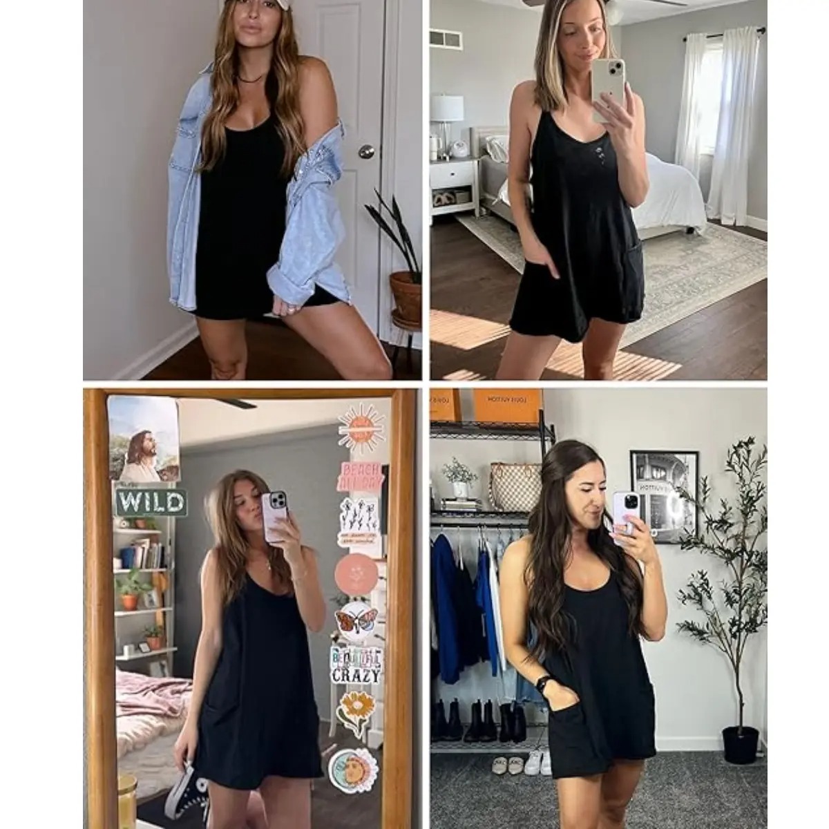 Women's Summer Sleeveless V Neck Tennis Dress Built-in Shorts with Pockets Athletic Mini Dress