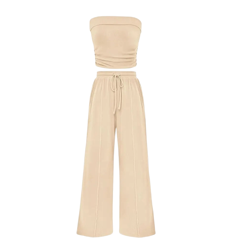Women’s Ribbed Tube Top & Wide-Leg Pants Set