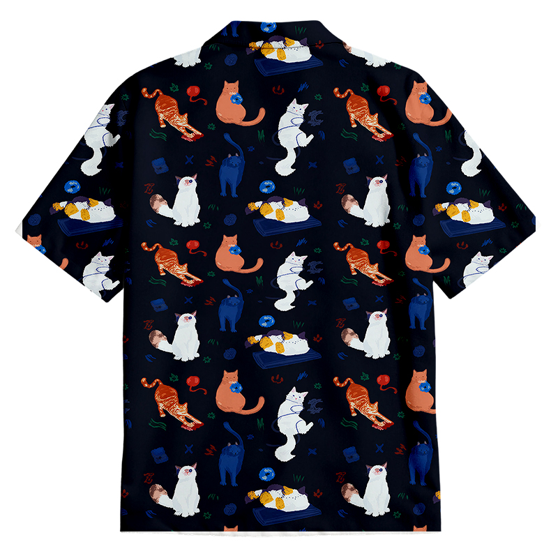 Cats Dark Button Up Pocket Shirt