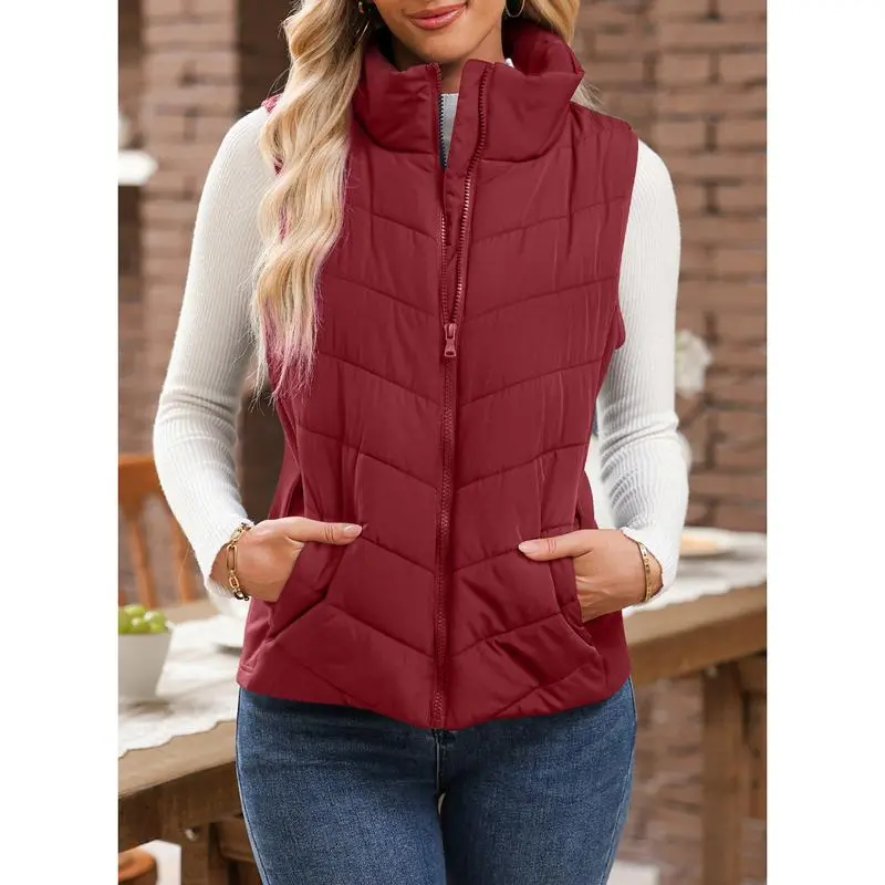 Puffer Vest Women Sleeveless Zip Up Outerwear