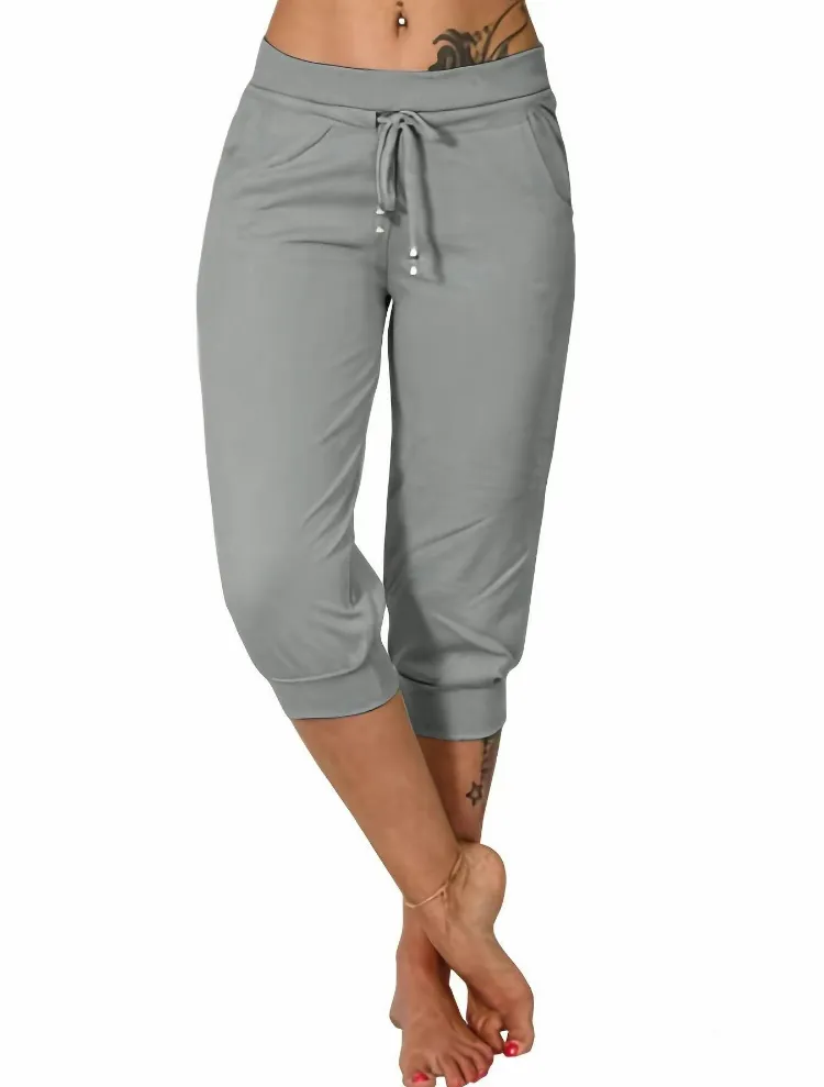 Women's Casual Drawstring Capri Pants with Pockets – Summer Trousers