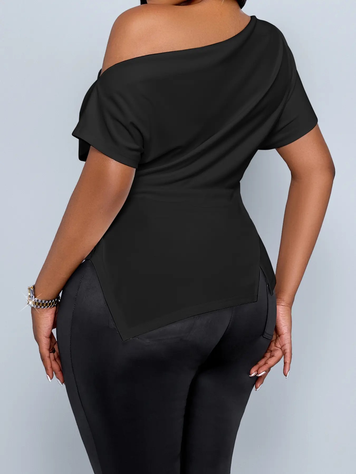 Fall Fitted Ombre Asymmetrical Top for Women