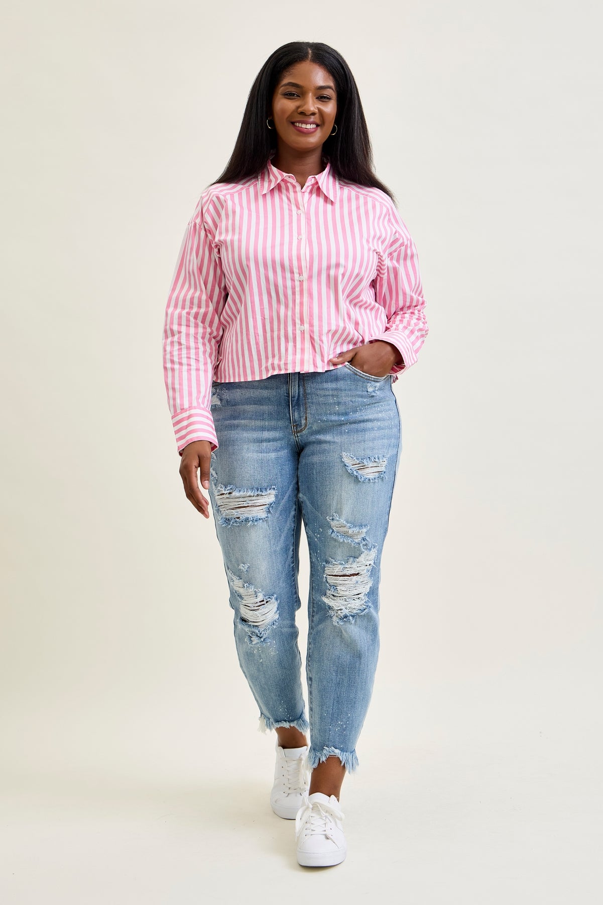 Alexis Light Bleach Splash Boyfriend Jeans