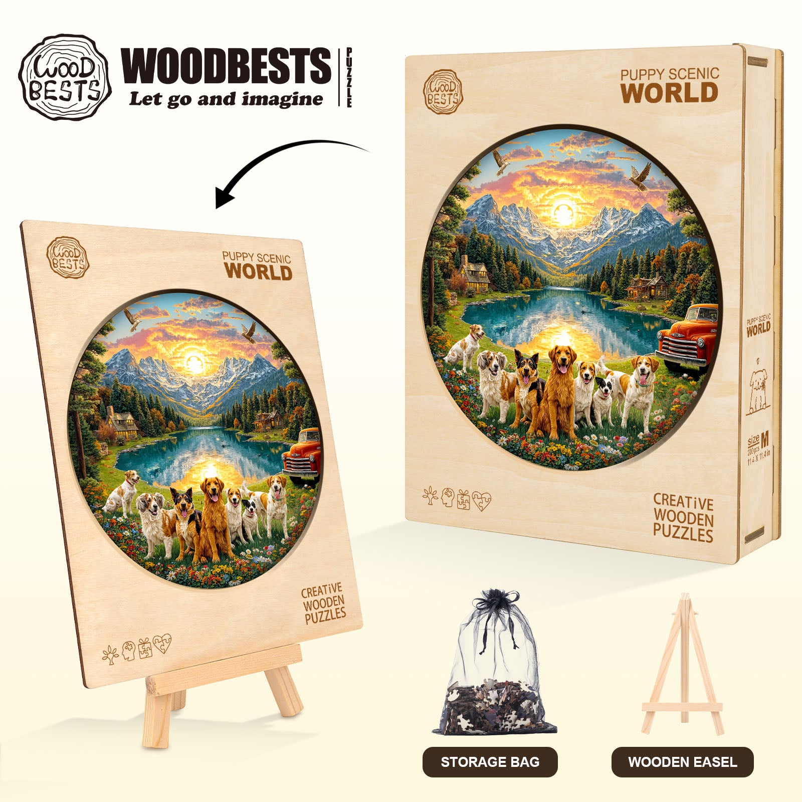 Puppy Scenic World Wooden Jigsaw Puzzle