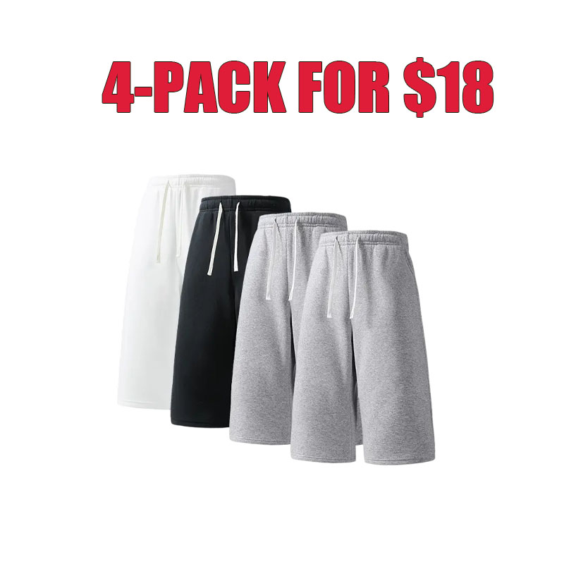 Men’s 3/4 Length Athletic Sweatpants – Loose Fit Drawstring Shorts (4-Pack /8Pack Value Set)