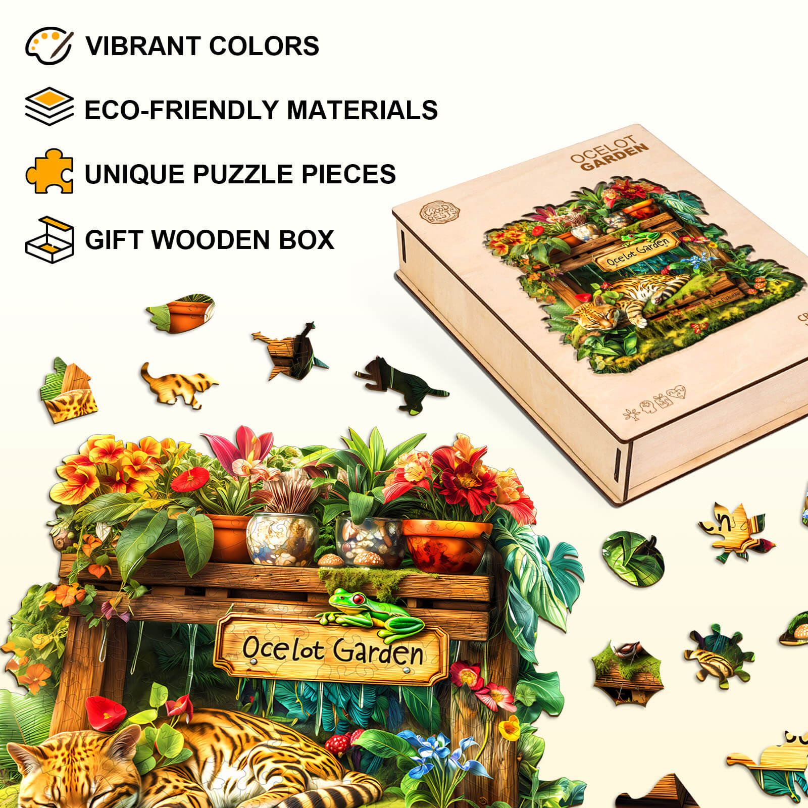 Ocelot Garden Wooden Jigsaw Puzzle