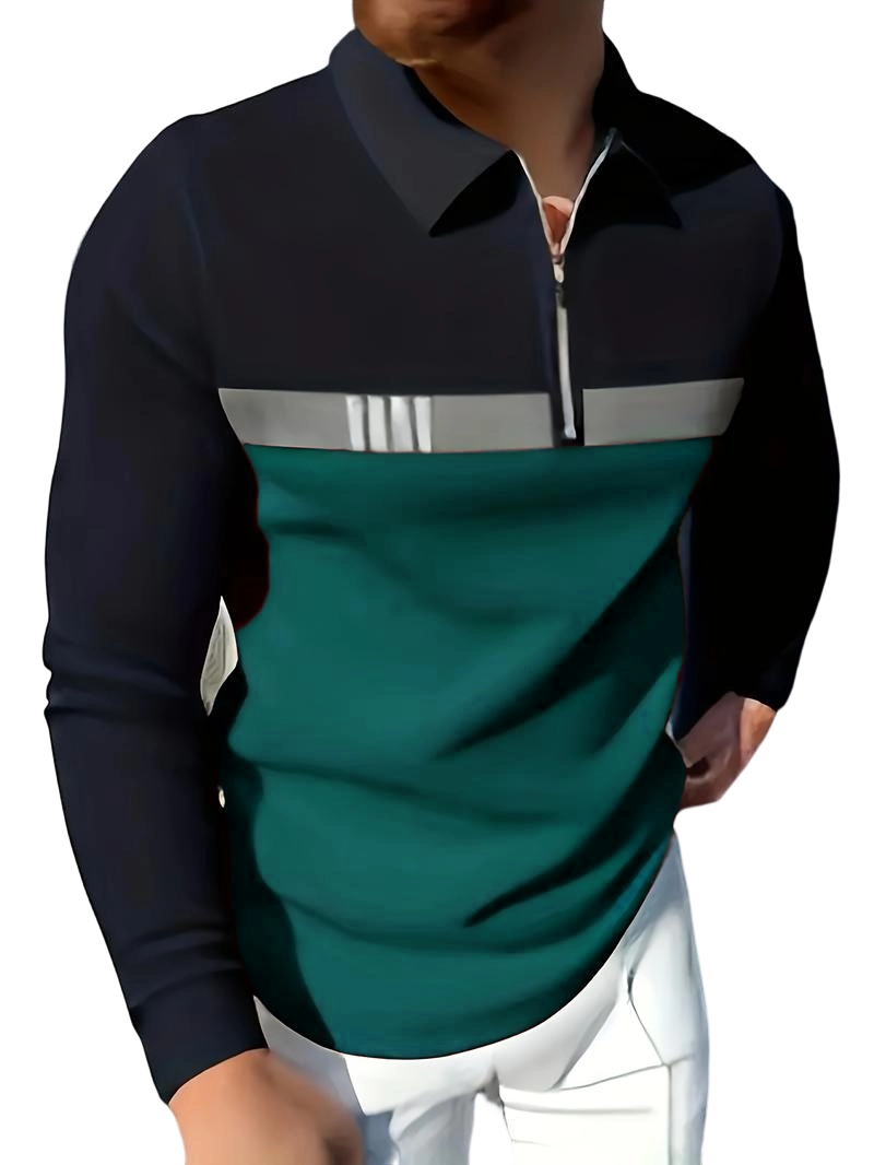 Men's fashionable stand up collar long sleeved zipper collar shirt