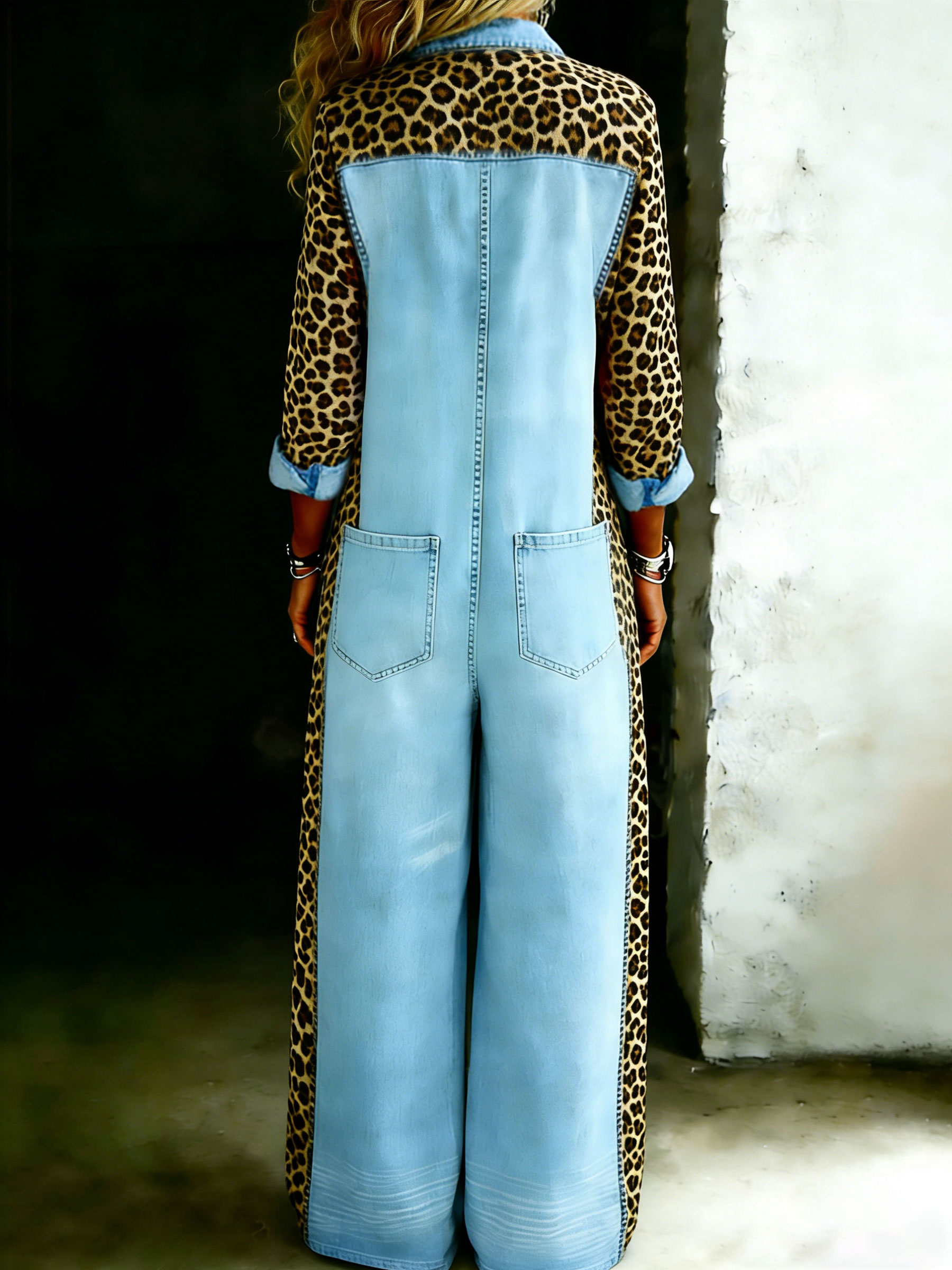 Women’s Cotton One Piece Shirt Denim Jumpsuit