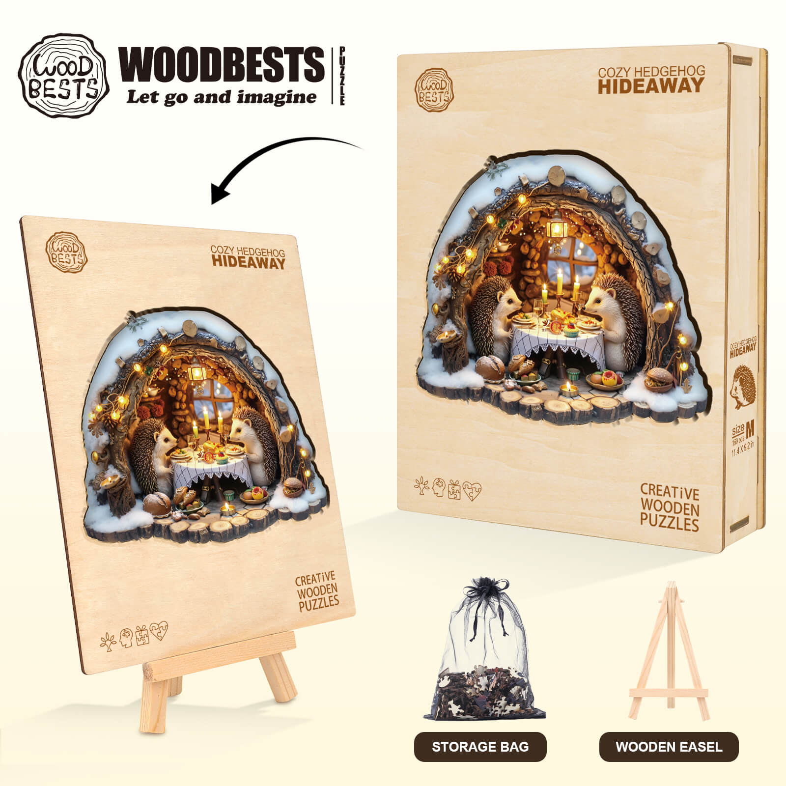 Cozy Hedgehog Hideaway Wooden Jigsaw Puzzle