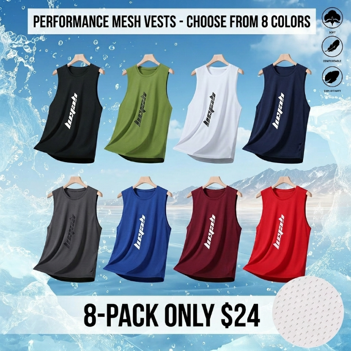 Men's Stylish Sleeveless Shirt - Perfect for Summer - Quick Dry & Breathable Letter Print Slightly Stretch Crew Neck Tank Top