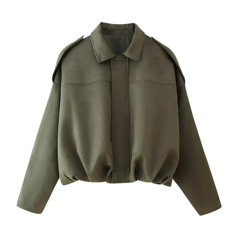 Women's Vintage Zip-Up Collared Jacket – Cozy Oversized Fall & Winter Outerwear