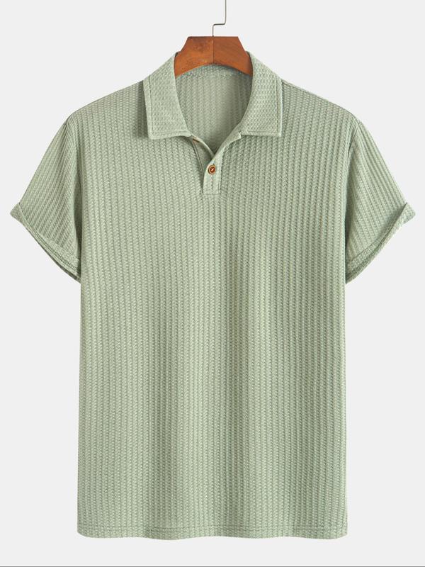 Men’s Summer Jacquard Knit Polo Shirt — Casual Short Sleeve Top