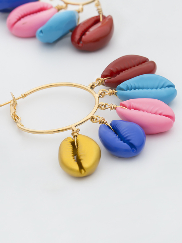 Fashion Colorful Shell Circle Ethnic Earrings