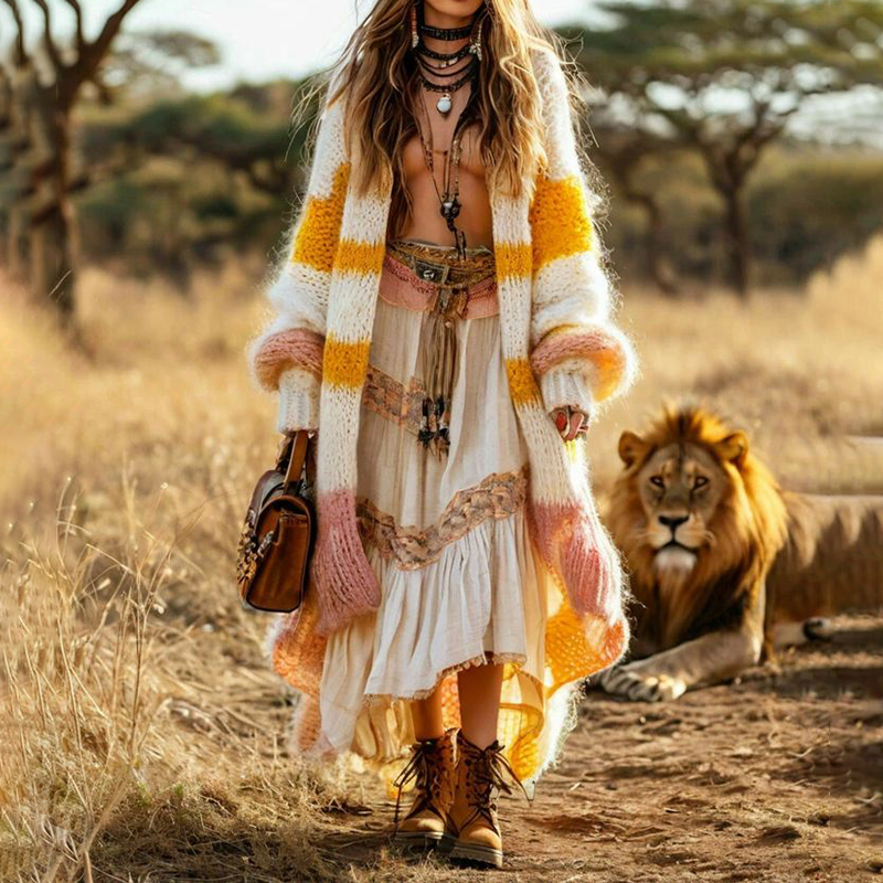 Women's Patchwork Pattern Print Cardigan 28e3