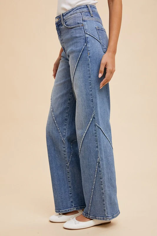 Wear Decorative Seams Wide Leg Jeans