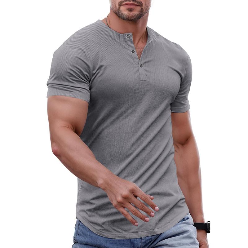 Men’s Slim Fit Longline Henley Performance Top