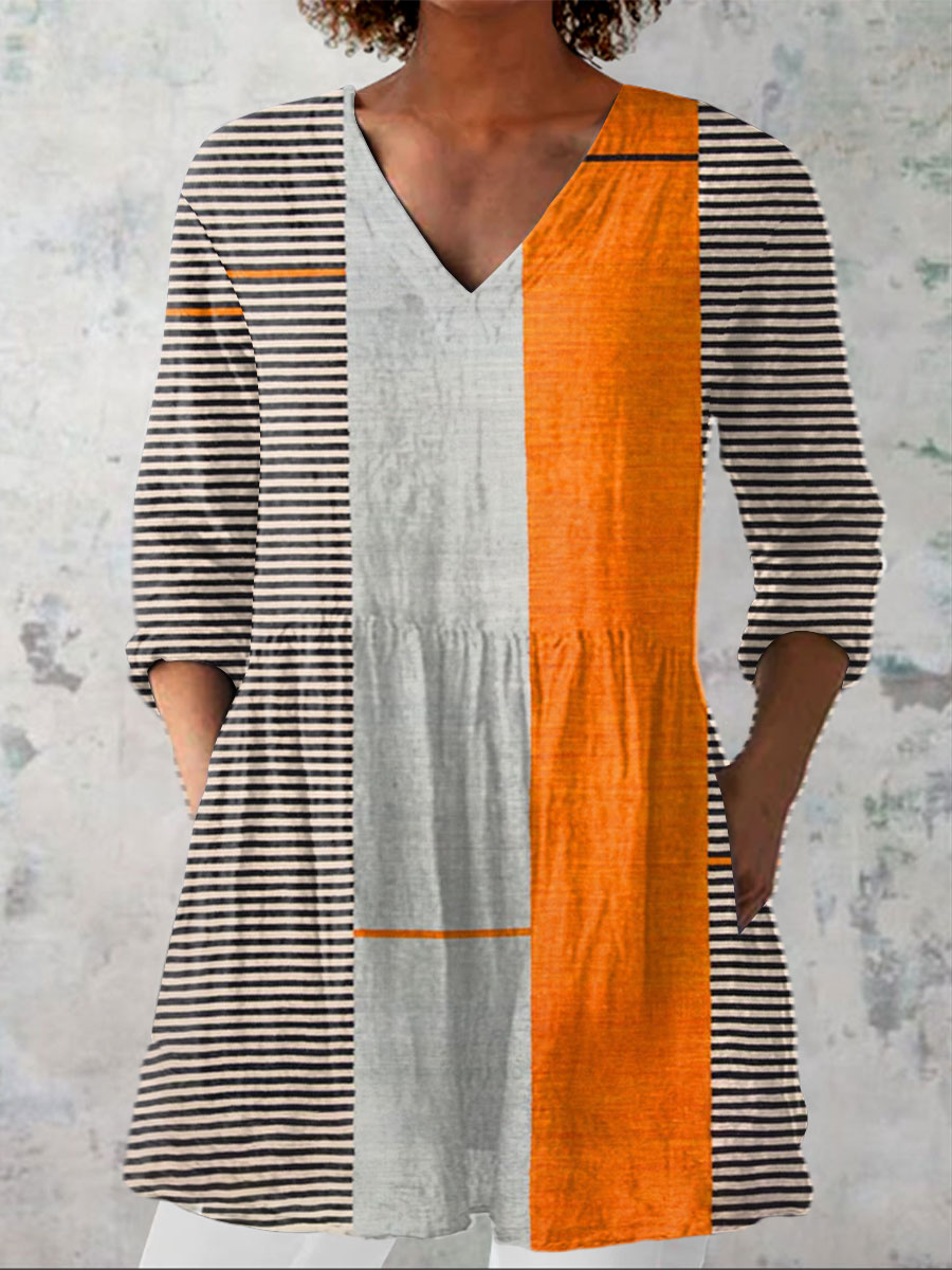 Women's Vintage Boho Geometry Art Print Casual Dress