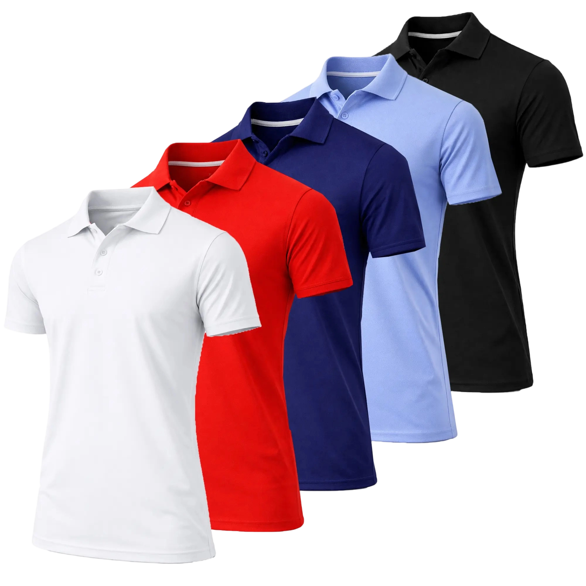 Men's Performance Polo Shirt with Ribbed Sleeves