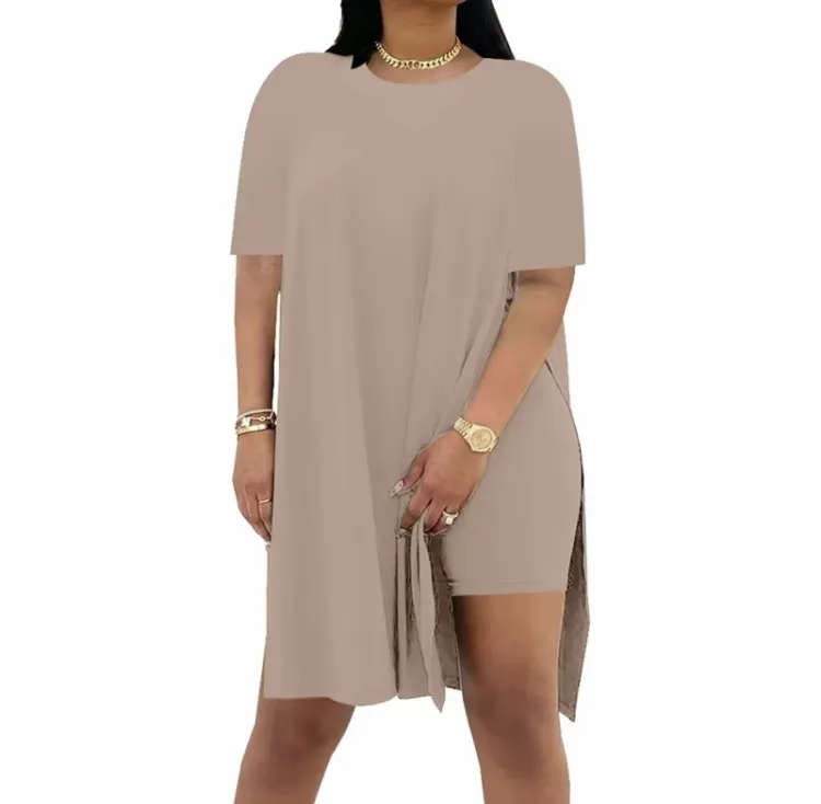 Plus Size Women's 2 Piece Outfit – Casual Basic Top and Shorts Set for Spring Summer Beach Vacation