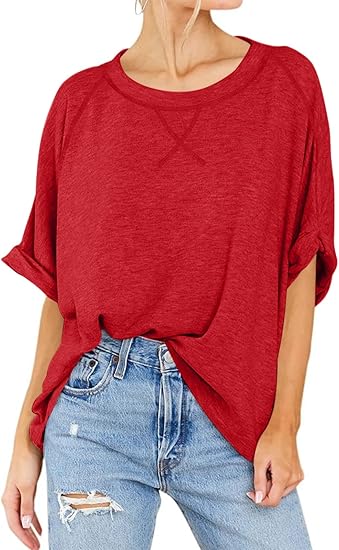 Womens Oversized Tshirts Casual Summer Tops Short Sleeve Loose Fit Tunic T Shirts