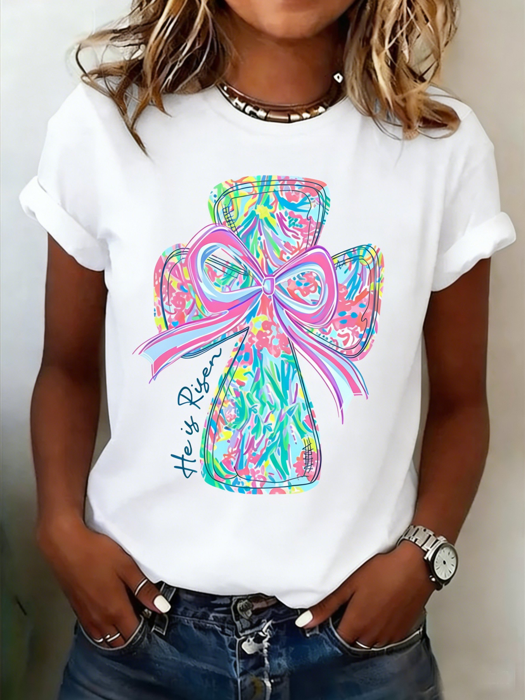 3D Printing Short Sleeve Round Neck Easter Summer Casual T-Shirt