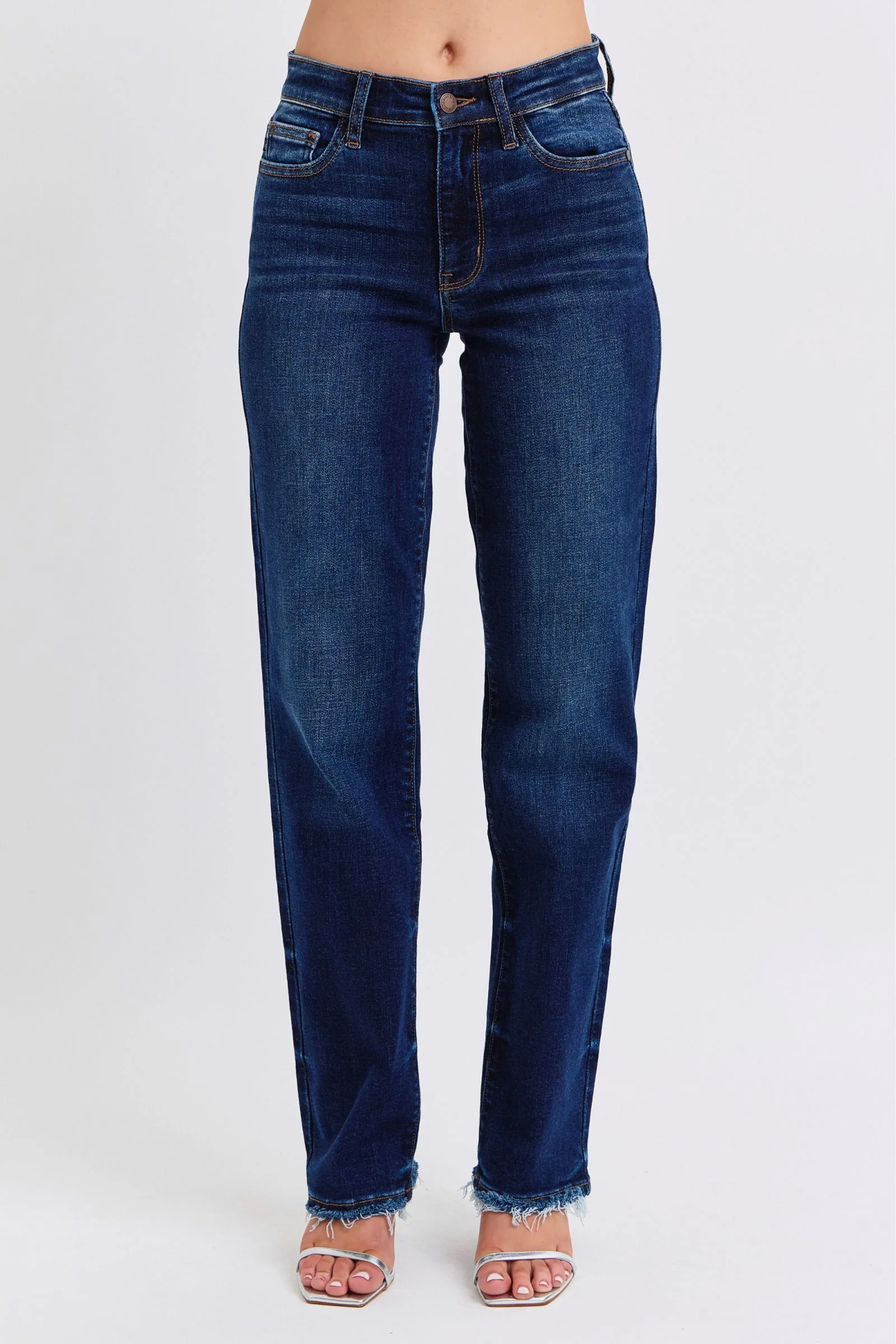 Blue Full Size Raw Hem Straight Leg Jeans
