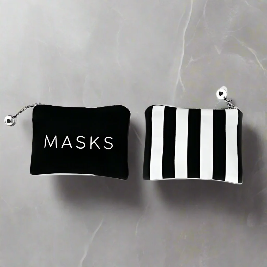 Canvas Cosmetic Bag Clutch - Masks - Two Styles