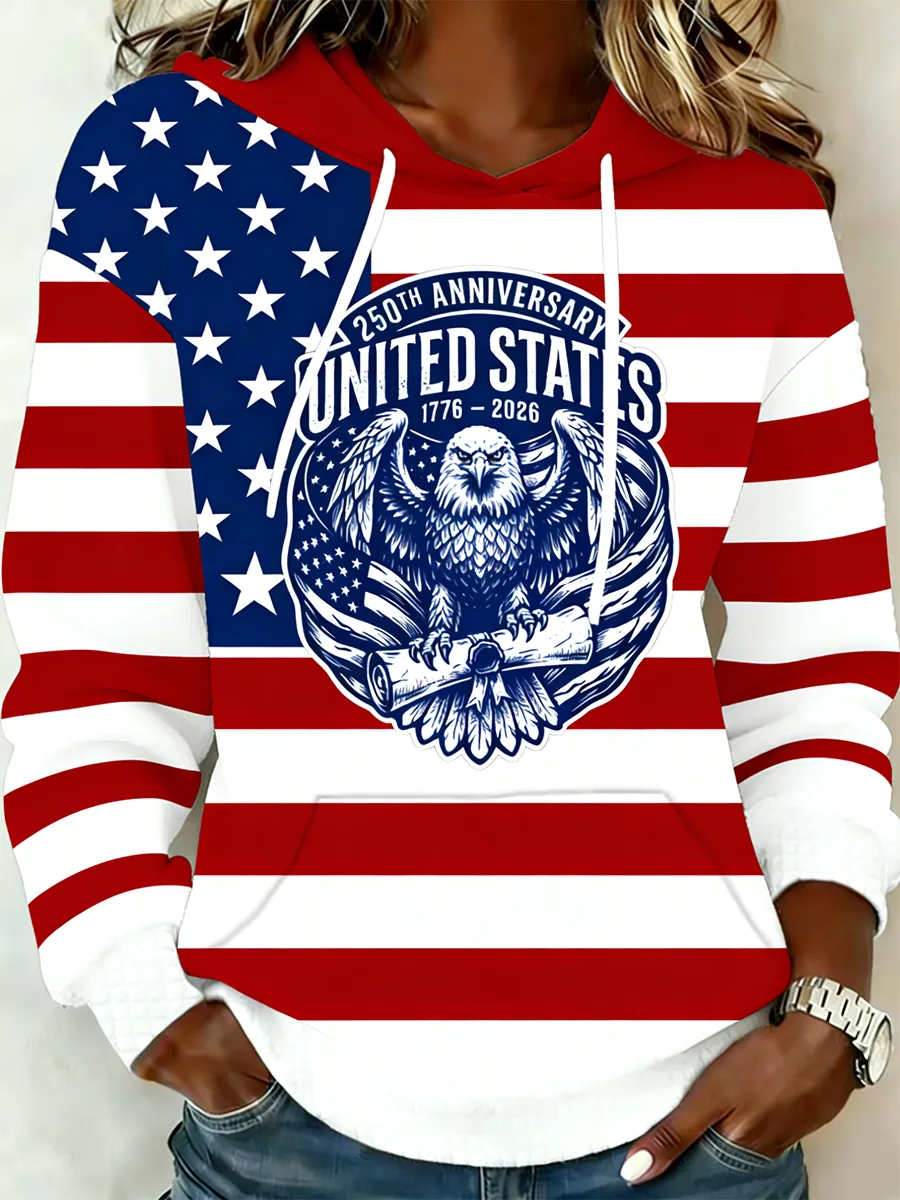 1776-2026 Patriotic Eagle Hooded Sweatshirt
