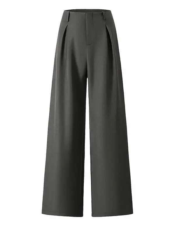 Women's Solid Color Plicated Pocket Wide Leg Pants