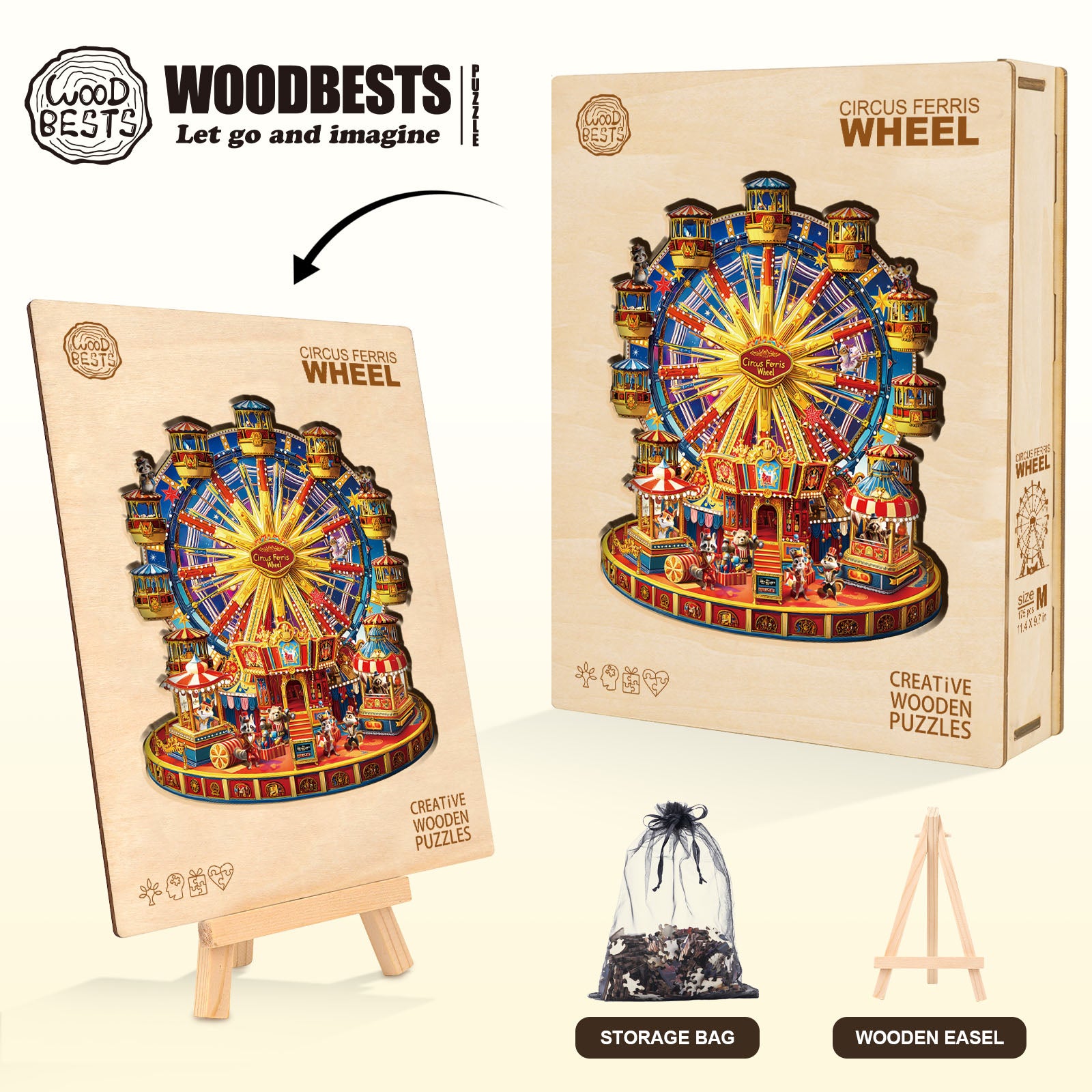Circus Ferris Wheel Wooden Jigsaw Puzzle