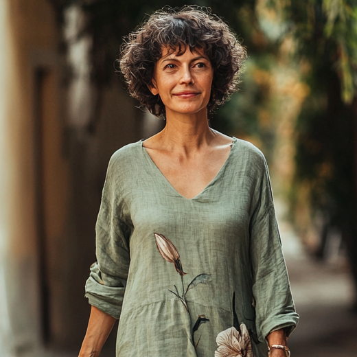 Vintage Loose Linen Patchwork Dress 7c4f